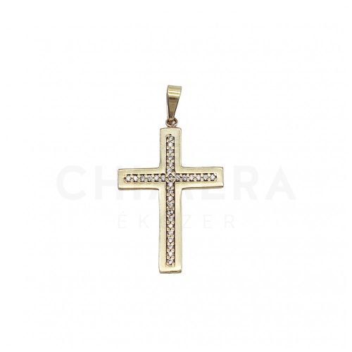 Sárga arany köves kereszt medál