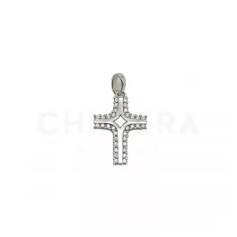 Fehér arany köves kereszt medál