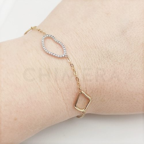 Sárga-fehér arany modern karlánc