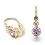 Sárga arany rózsaszín-fehér köves fülbevaló