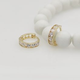 Sárga arany fehér köves karika fülbevaló
