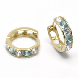 Sárga arany fehér-kék köves karika fülbevaló
