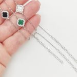 Ezüst karlánc fekete lóhere medállal