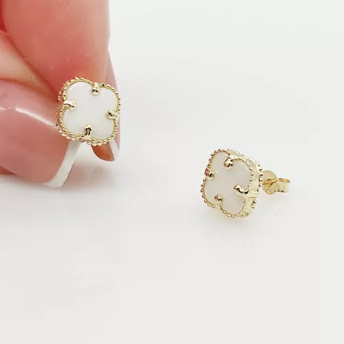 Sárga arany fehér lóhere fülbevaló