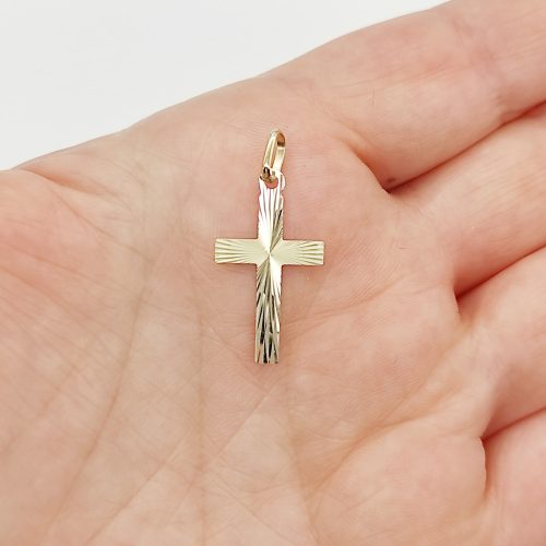 Sárga arany metszett kereszt medál