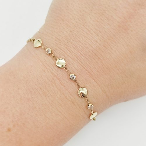 Sárga arany állítható dupla soros karlánc/bokalánc cirkóniával