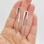 Ezüst modern fülbevaló