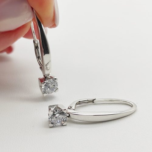 Fehér arany cirkónia köves fülbevaló