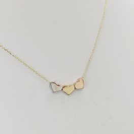 Sárga arany nyaklánc tripla szívvel