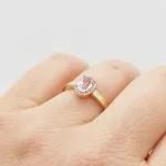 Sárga arany gyűrű gyémánttal és kunzittal