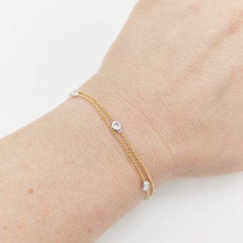 Sárga arany dupla soros karlánc gyémánttal