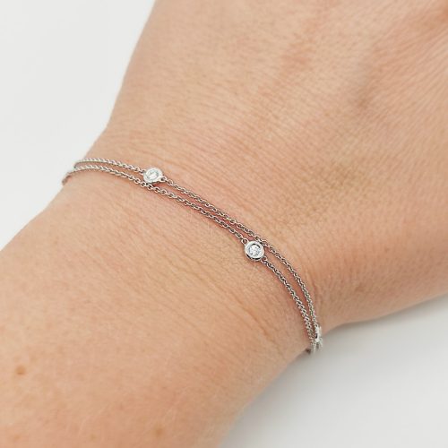 Fehér arany dupla soros karlánc gyémánttal