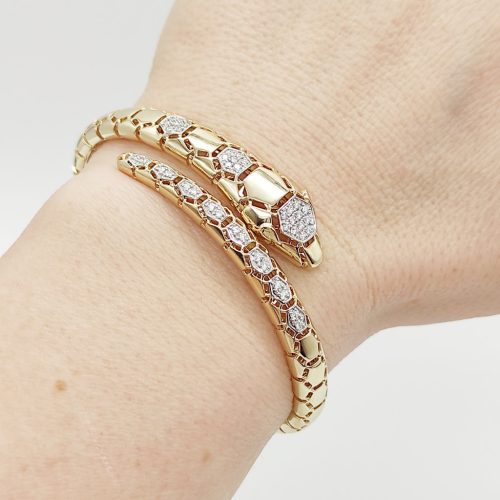 Sárga arany kígyó karperec gyémánttal