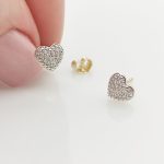 Sárga arany szív fülbevaló gyémánttal