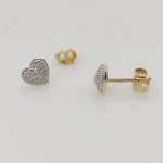 Sárga arany szív fülbevaló gyémánttal