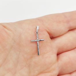 Fehér arany köves kereszt medál