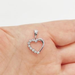 Fehér arany köves szív medál
