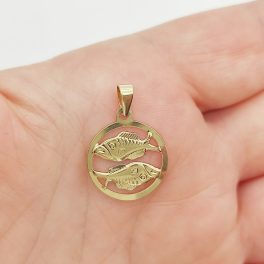 Sárga arany horoszkóp medál - Halak