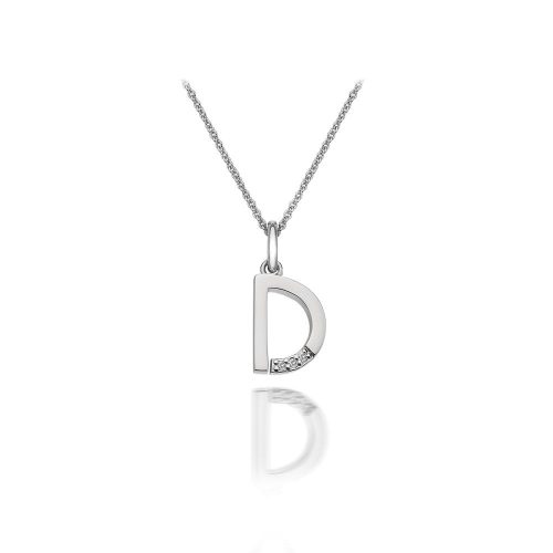 Ezüst nyaklánc "D" medállal, gyémánttal