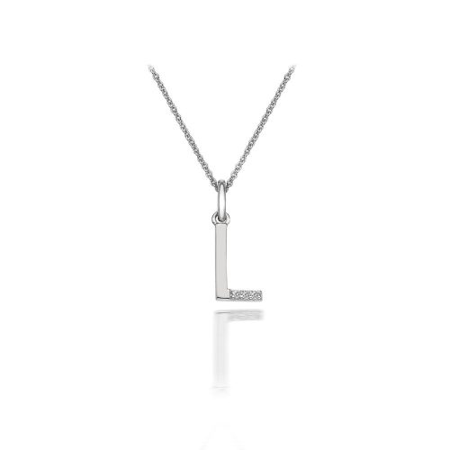 Ezüst nyaklánc "L" medállal, gyémánttal