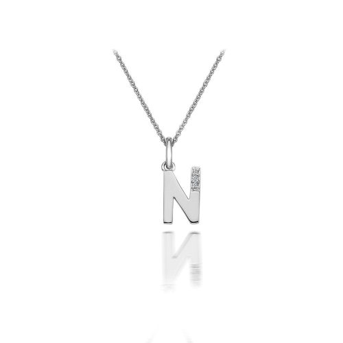 Ezüst nyaklánc "N" medállal, gyémánttal
