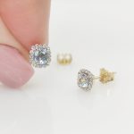 Sárga arany fülbevaló gyémánttal és topázzal