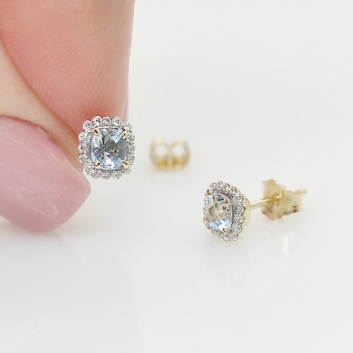 Sárga arany fülbevaló gyémánttal és topázzal