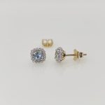 Sárga arany fülbevaló gyémánttal és topázzal