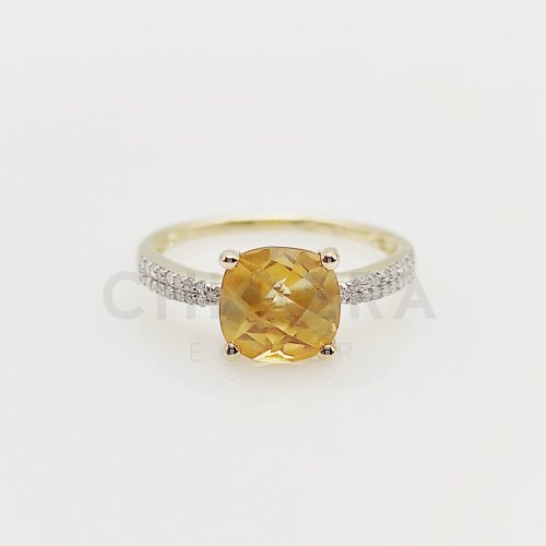 Arany gyűrű gyémánttal és citrinnel