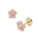 Lisa sárga arany rózsaszín virág fülbevaló