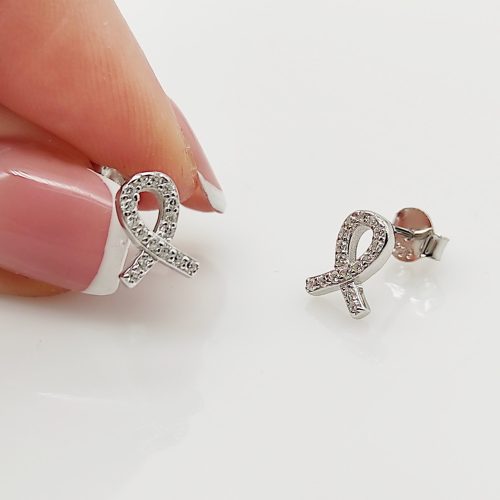 Ezüst modern köves fülbevaló