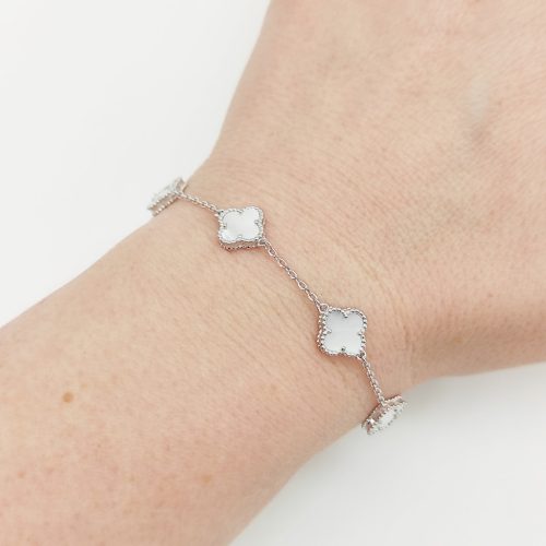 Ezüst 5 lóherés karlánc gyöngyházzal