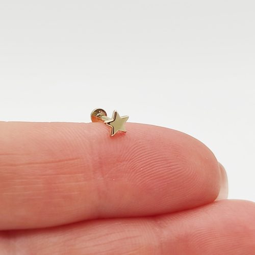 Sárga arany talpas fülcimpa piercing - csillag