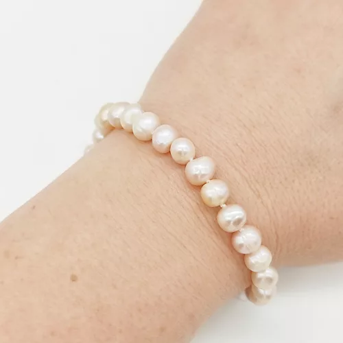 Édes vízi tenyésztett gyöngy karlánc