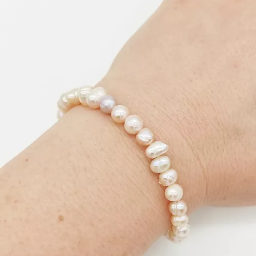 Édes vízi tenyésztett gyöngy karlánc