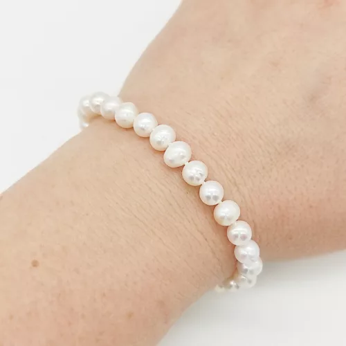 Édes vízi tenyésztett gyöngy karlánc