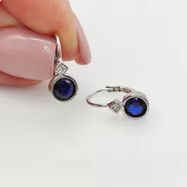 Ezüst sötétkék köves fülbevaló