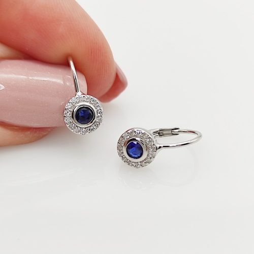 Ezüst sötétkék köves fülbevaló