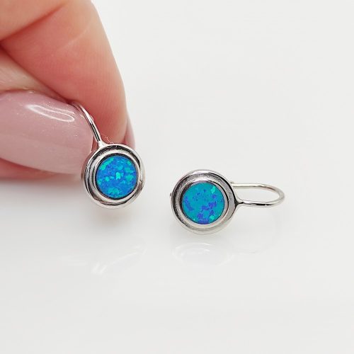 Ezüst fülbevaló kék opállal