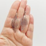 Ezüst levél fülbevaló