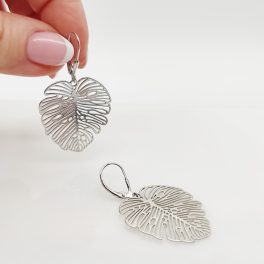 Ezüst pálmalevél fülbevaló
