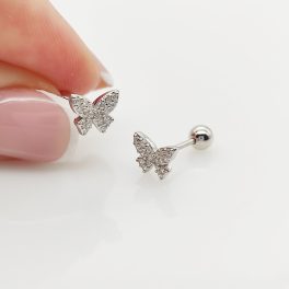 Ezüst pillangós fülbevaló