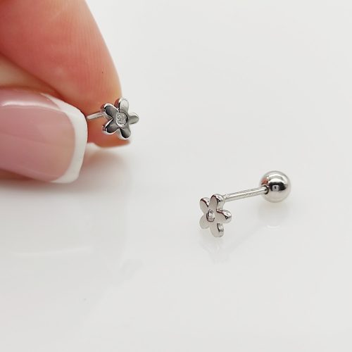 Ezüst virág fülbevaló