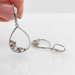 Ezüst színes köves fülbevaló
