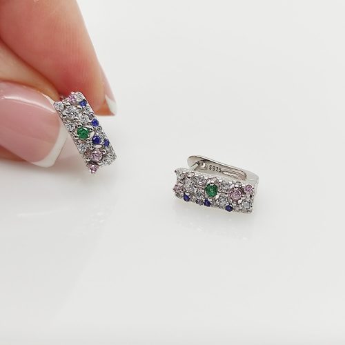 Ezüst modern fülbevaló cirkónia kövekkel