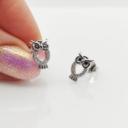 Ezüst cuki bagoly fülbevaló