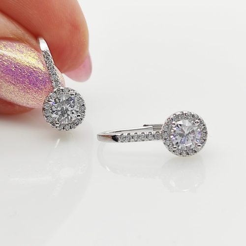 Ezüst szikrázó köves fülbevaló