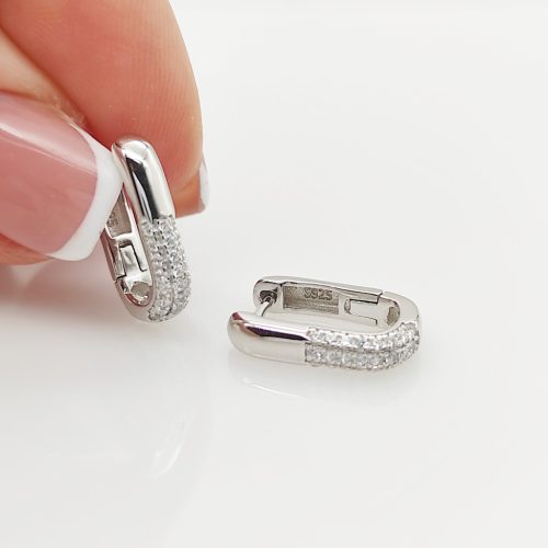 Ezüst modern köves fülbevaló