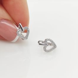 Ezüst szívecskés fülbevaló
