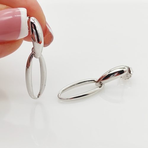 Ezüst modern ovális fülbevaló